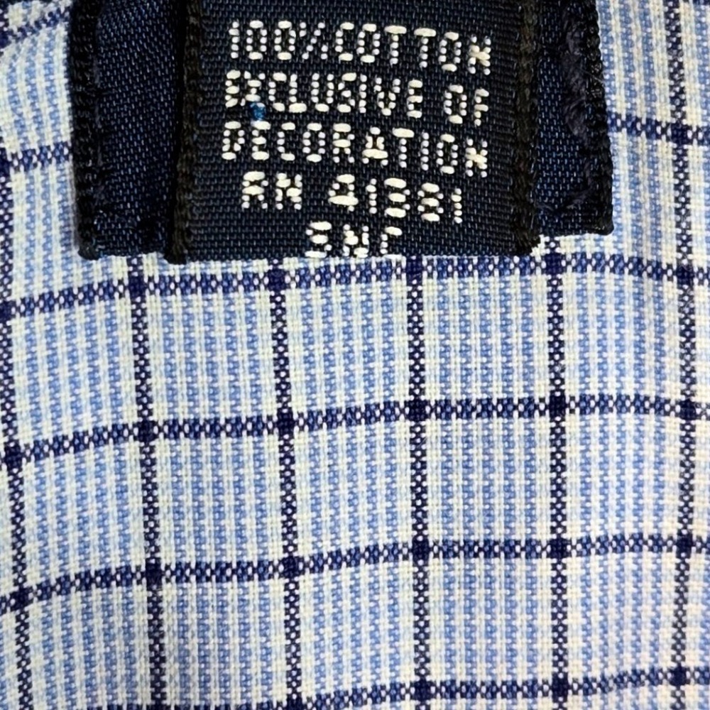 Ralph Lauren Button Down Mens 17.5 34/35 Blue Check Excellent Custom Fit Cotton - Picture 6 of 16